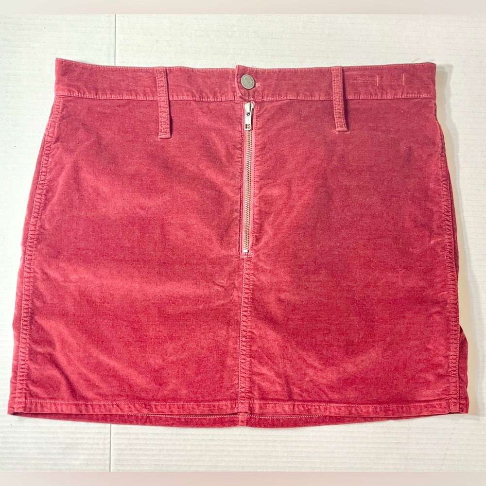 Madewell Skirt 31 Burgundy Velveteen Stretch Denim Straight Romantic Academia‎
